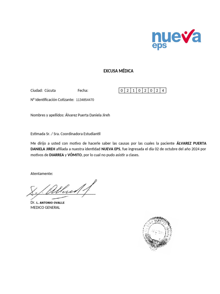Excusa médica por enfermedad en Cúcuta | PDF | Ciencias sociales