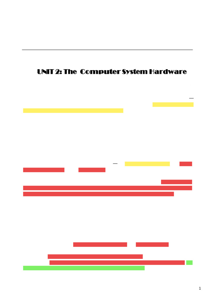 UNIT 2 Computer System Hardware PDF Computer Data Storage