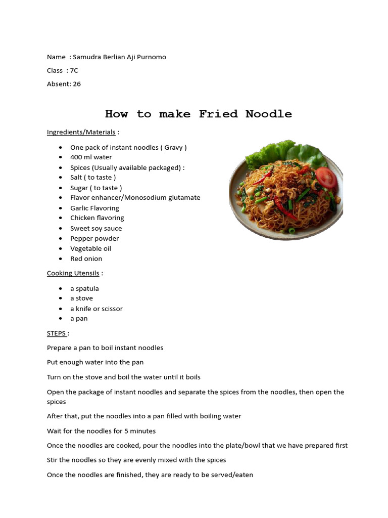 Fried Noodle Recipe Guide | PDF