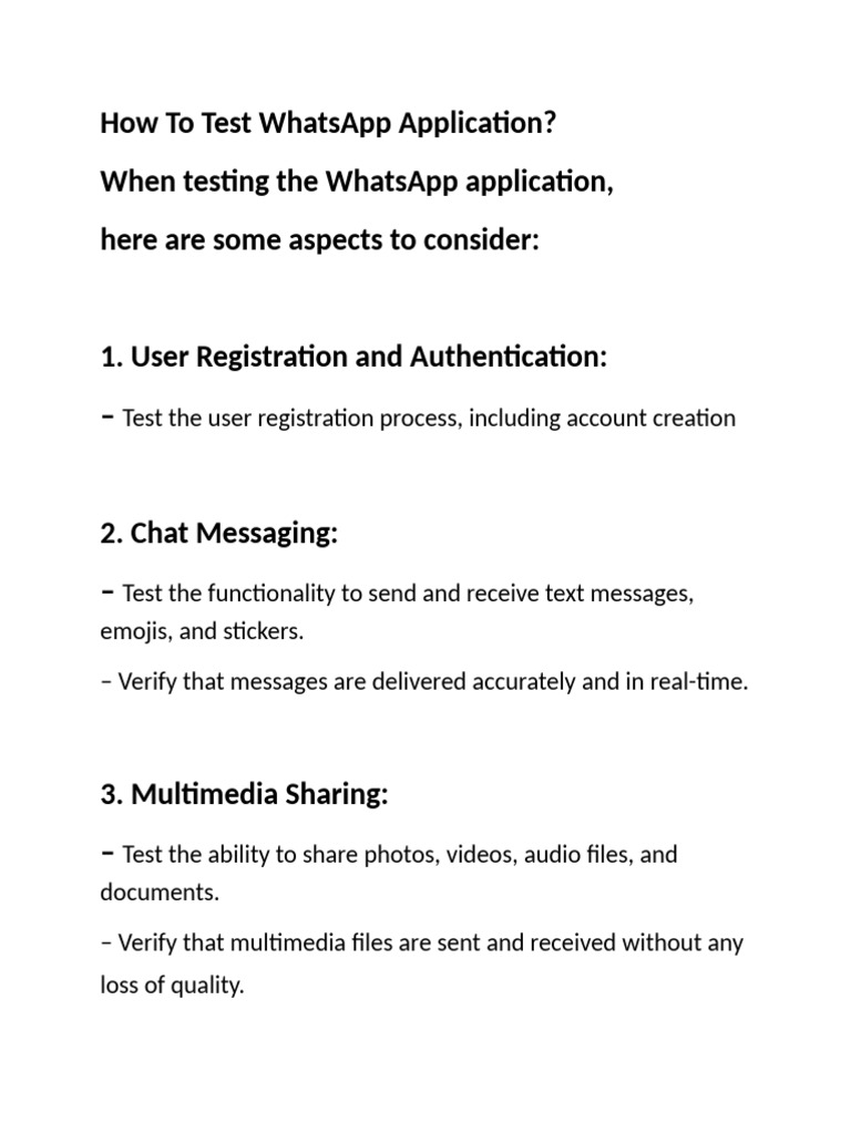 WhatsApp Testing Guide: Key Features | PDF | Mobile App | Computer Science