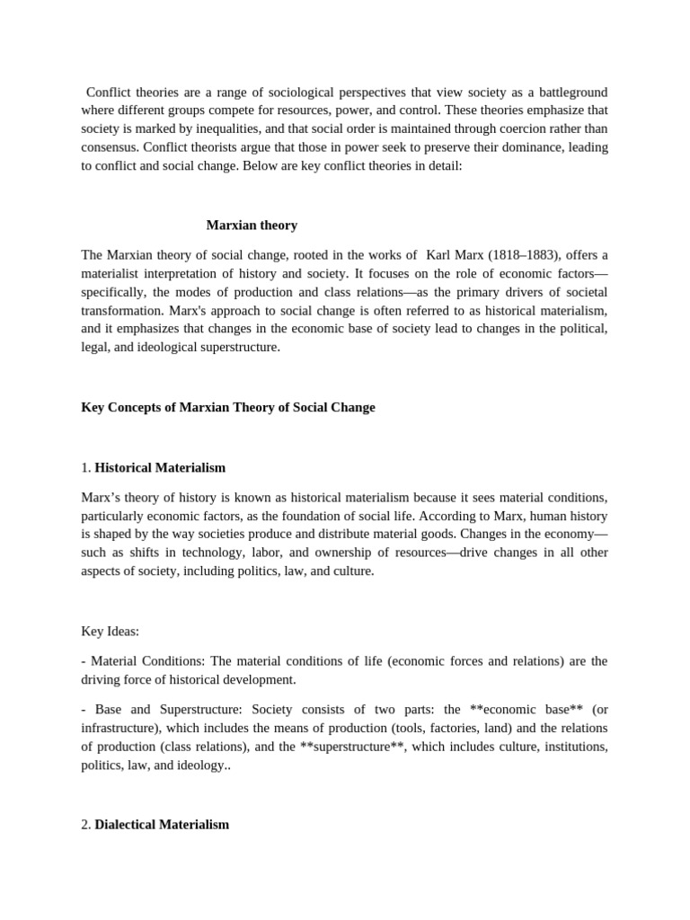 conflict theories | PDF | Marx's Theory Of Alienation | Bureaucracy