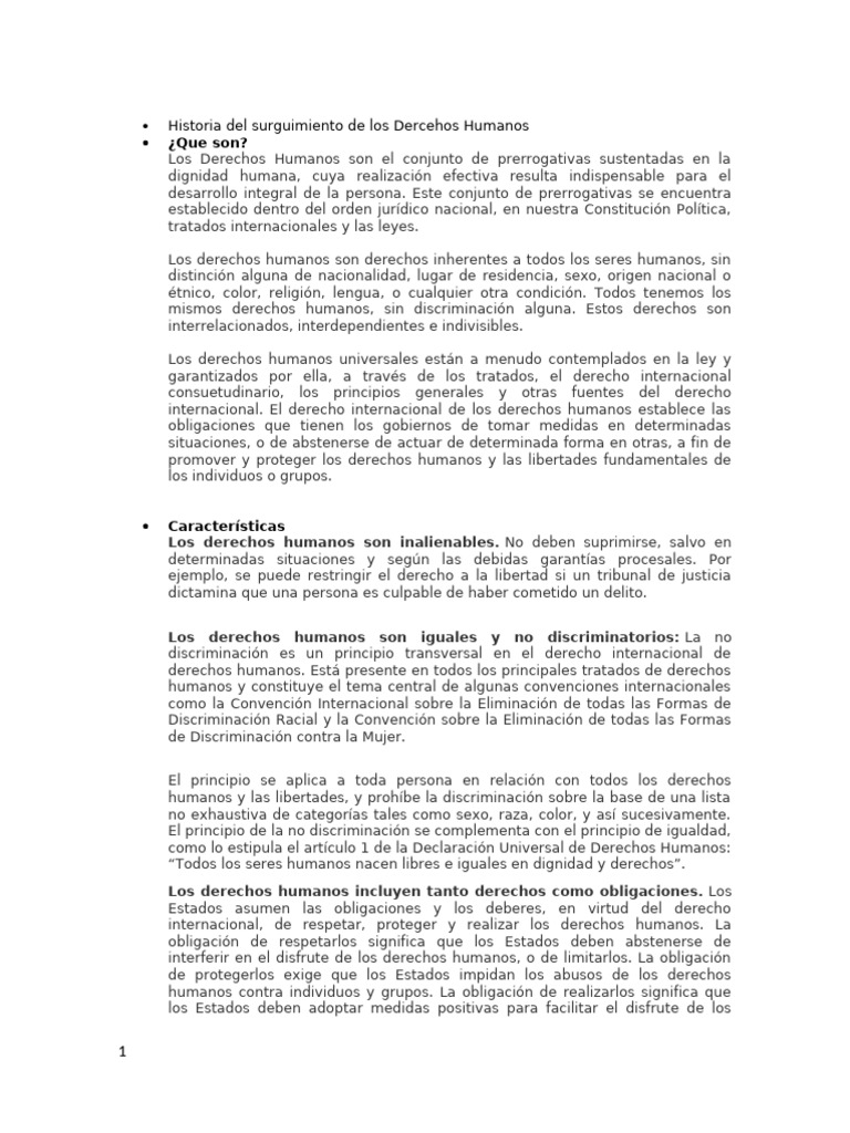 Historia y Principios de los Derechos Humanos | PDF | Derechos humanos ...