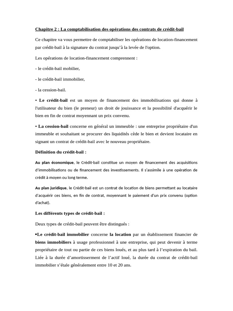 Comptabilisation Reprise Vhicule Crdit Bail