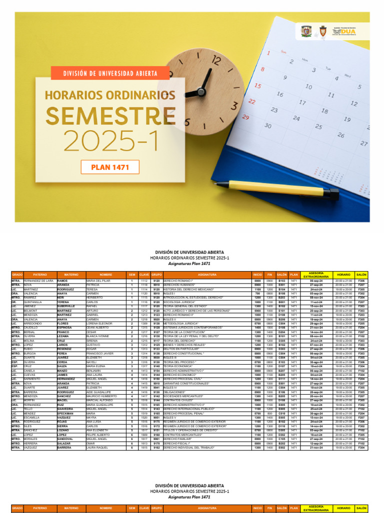 Horarios Clases Derecho 2025-1 | PDF | Justicia | Crimen y violencia