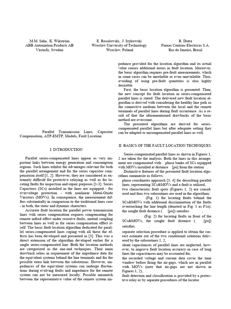 Fault Location in Series-Compensated Lines | PDF | Applied Mathematics ...