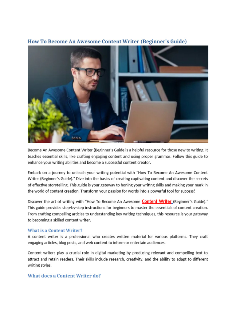 How To Become An Awesome Content Writer | PDF | Search Engine ...