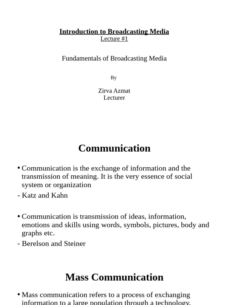Fundamentals of Broadcast Media | PDF | Mass Media | Broadcasting