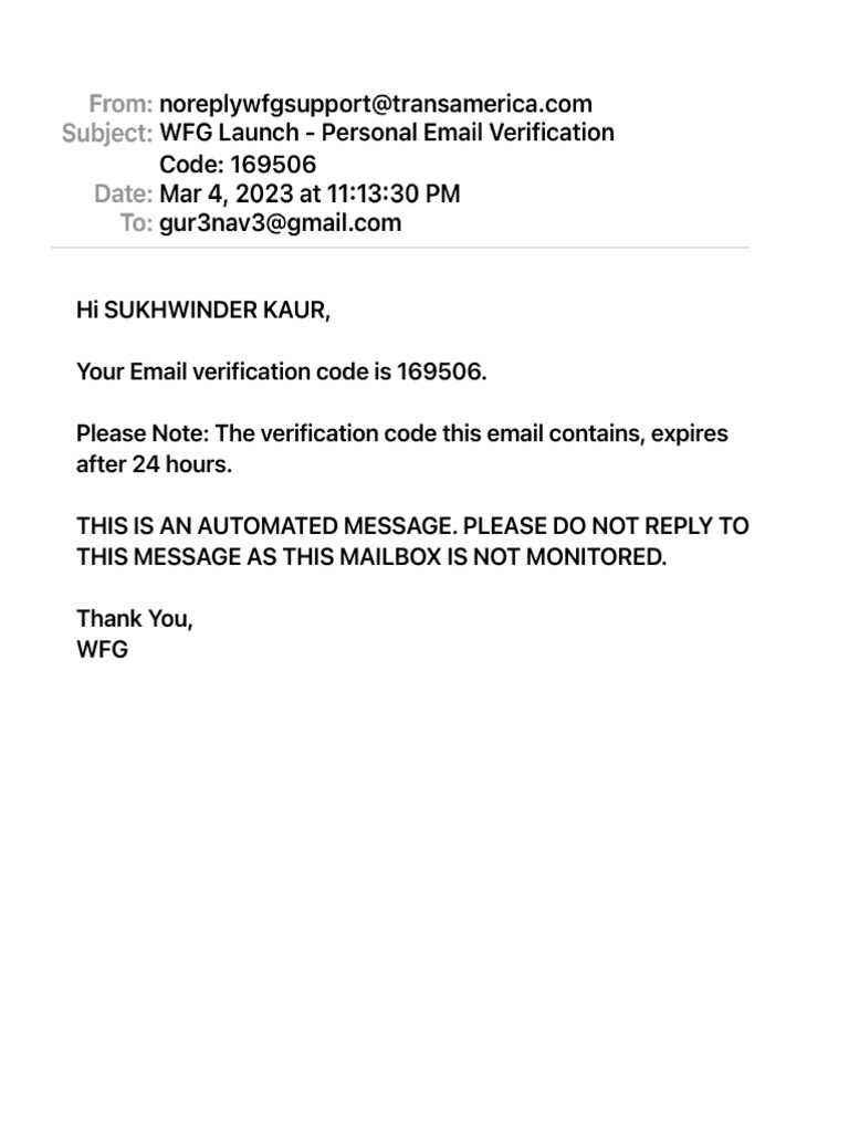 Email Verification Code Notice | PDF