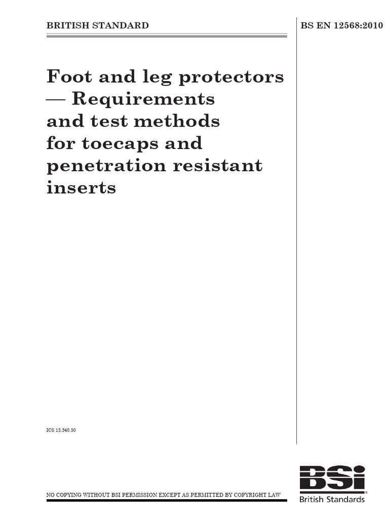 EN 12568:2010 Foot and Leg Protectors | PDF | Sodium Hydroxide ...