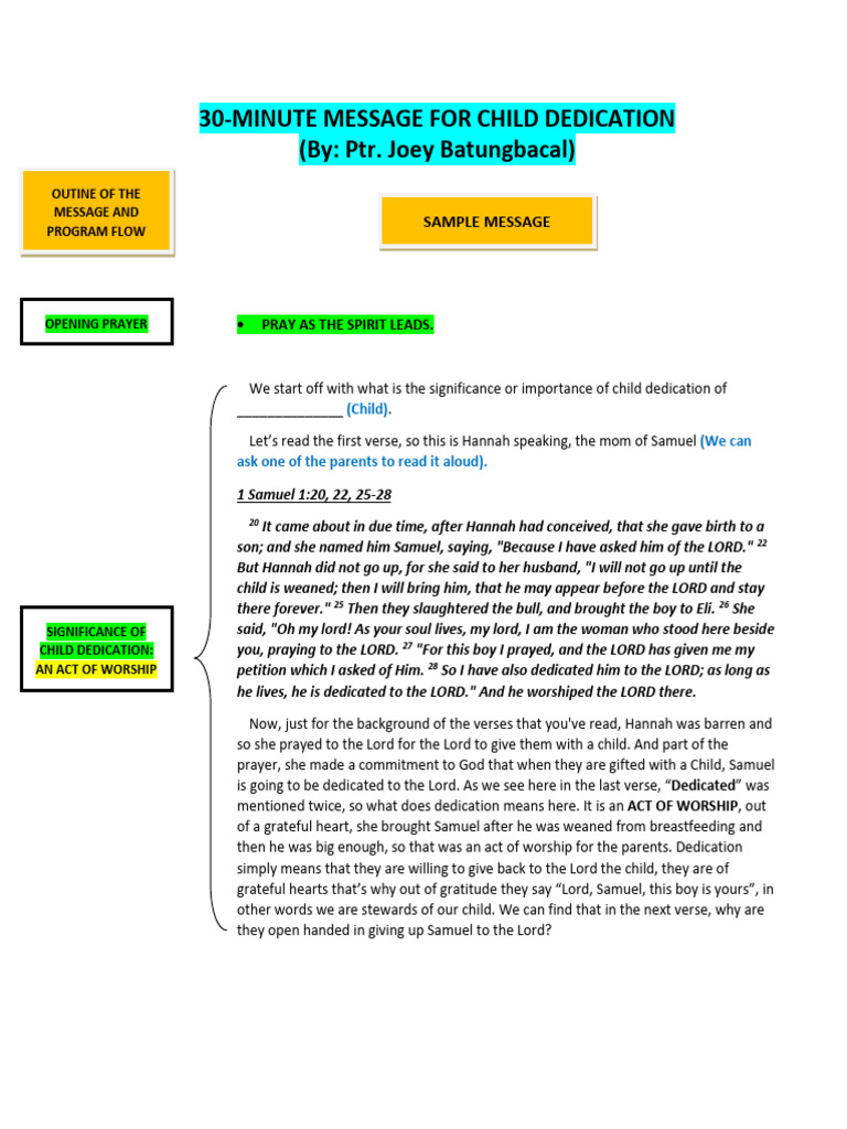 Child Dedication Ceremony Guide | PDF | Prayer | Eternal Life ...