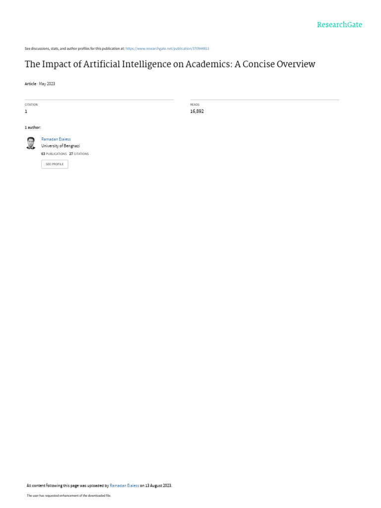 AI's Role in Academic Advancement | PDF | Artificial Intelligence ...