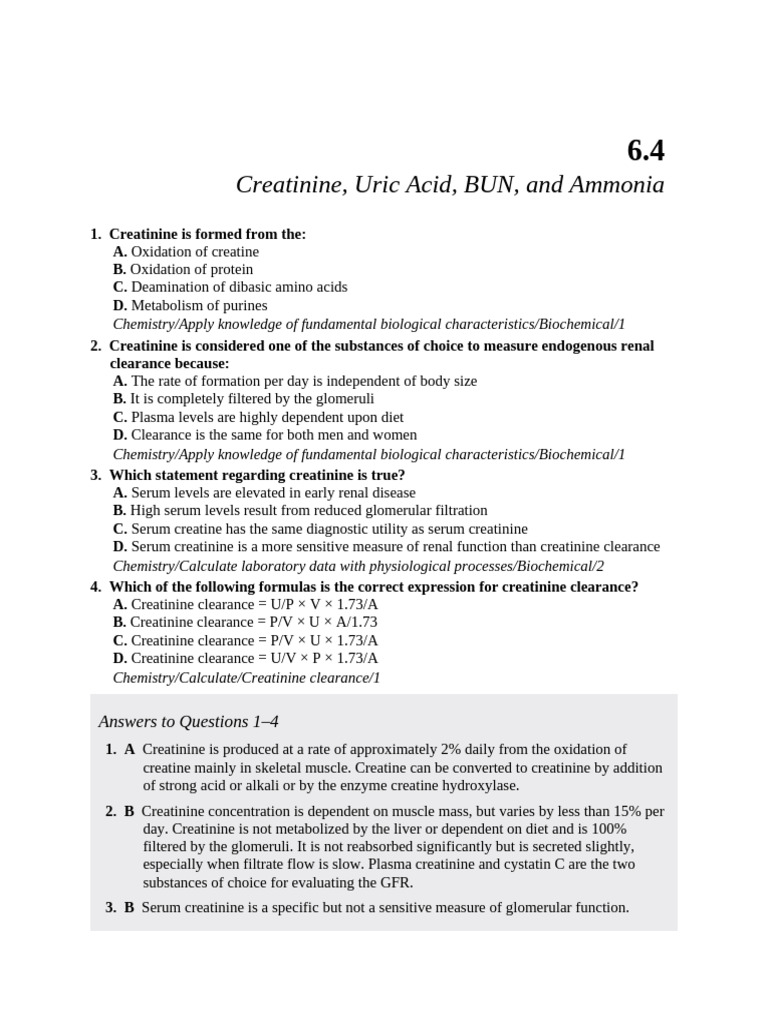 Creatinine Clearance and Renal Function | PDF | Creatinine | Kidney