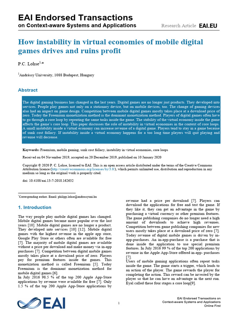 How Instability in Virtual Economies of Mobile Dig | PDF | Mobile App