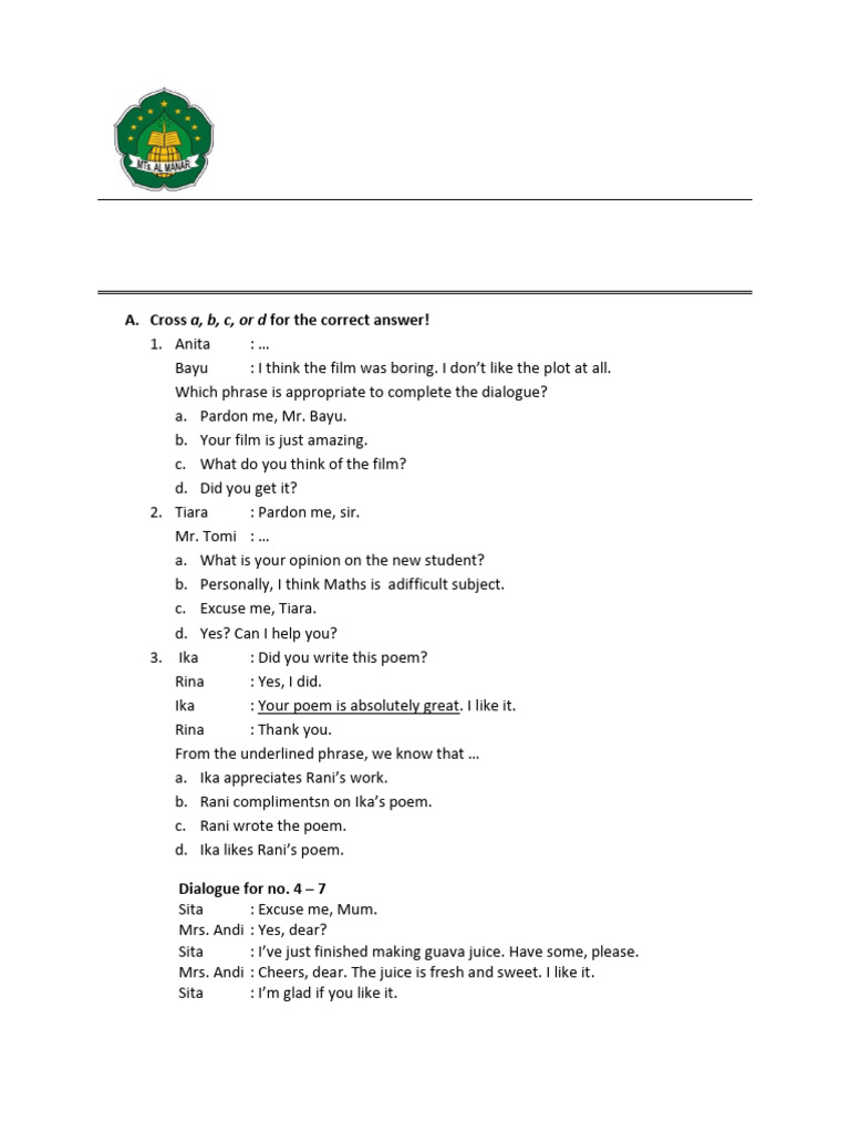 Mid Semester Exam Questions For Grade Viii Pdf Cooking Foods