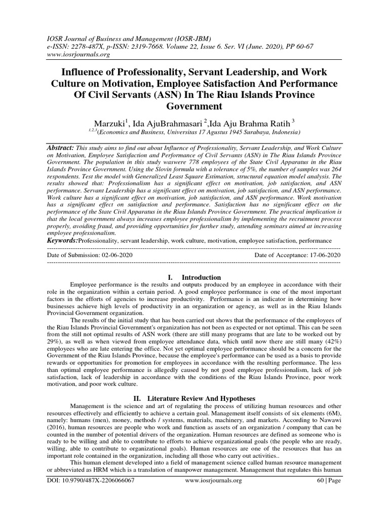 Influence of Professionality Servant Lea | PDF | Leadership | Human ...