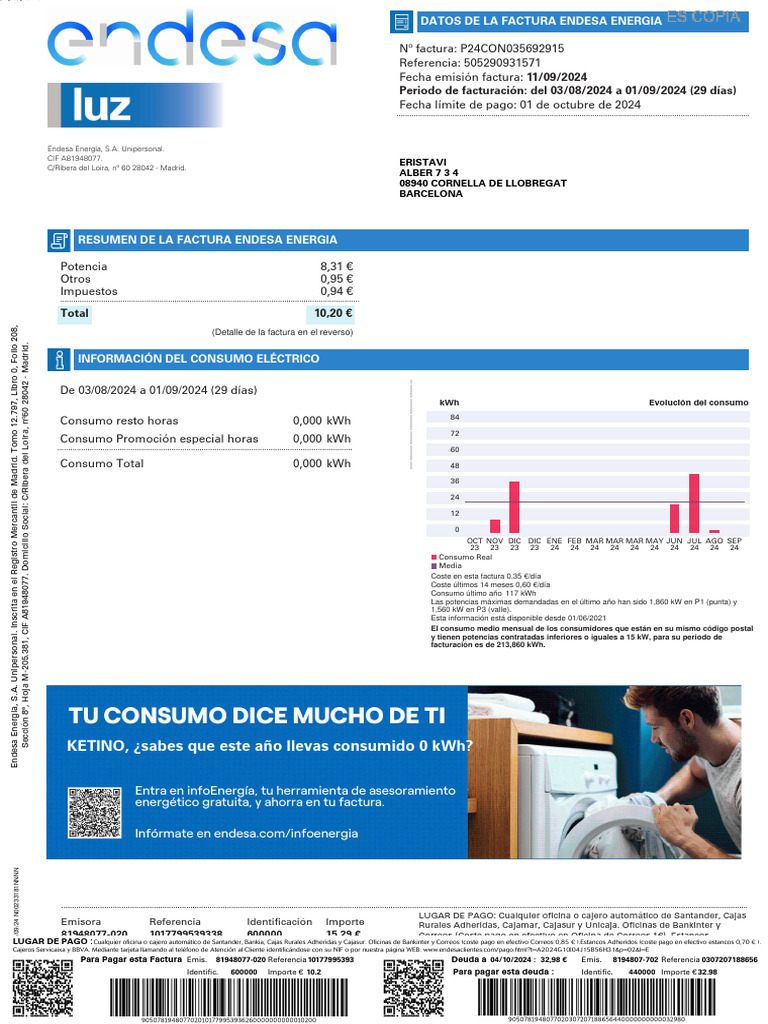 Factura Endesa Energía: Resumen y Detalles | PDF