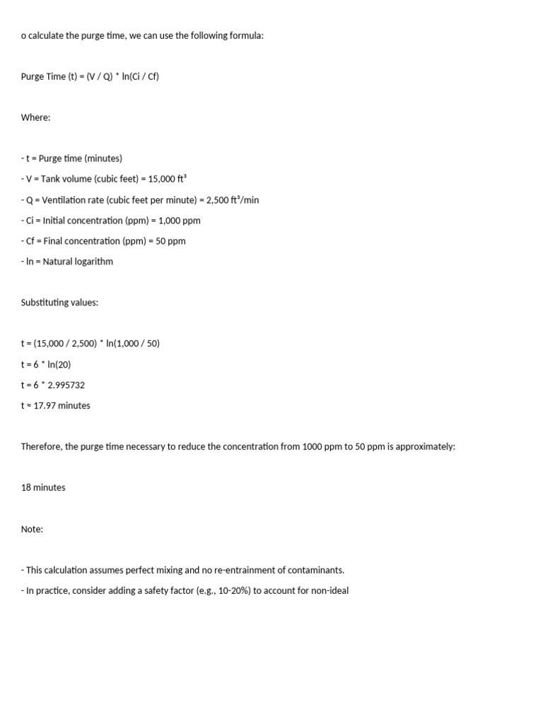 Purge Time Calculation for Ventilation | PDF