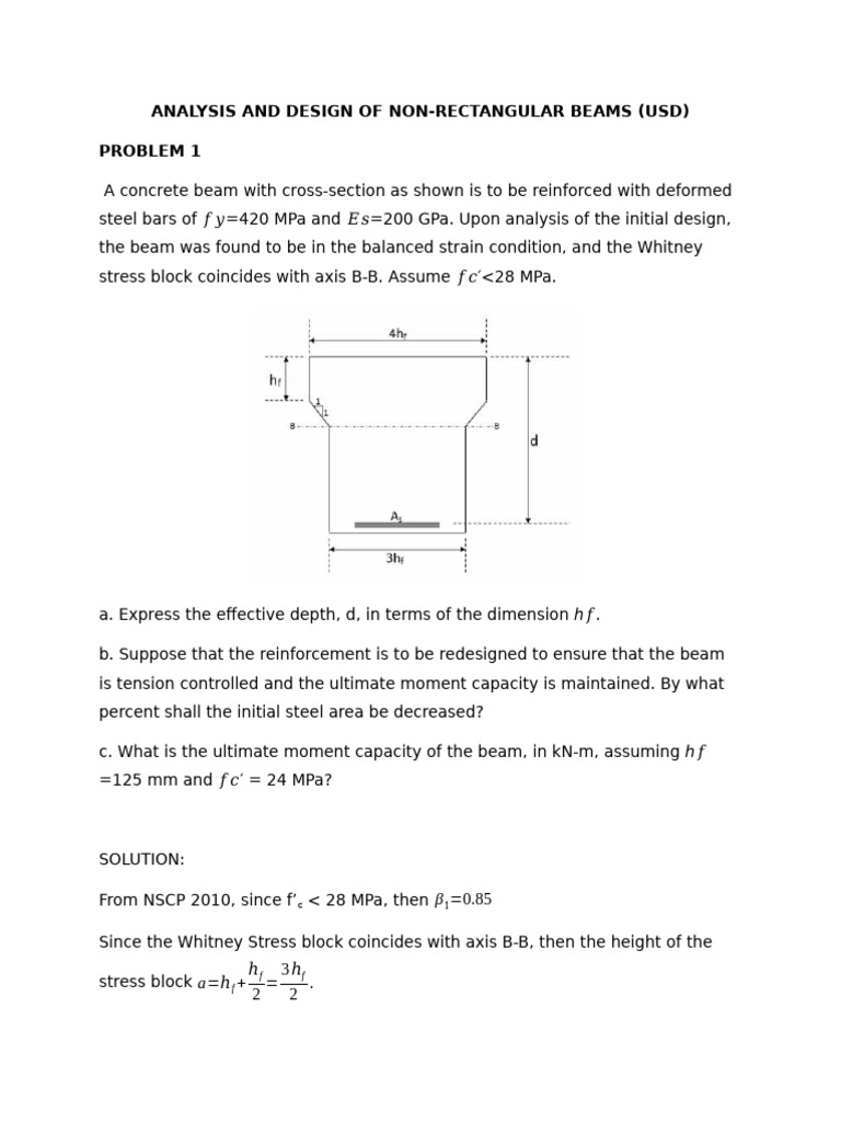 Non-Rectangular Beam Design Analysis | PDF | Beam (Structure ...