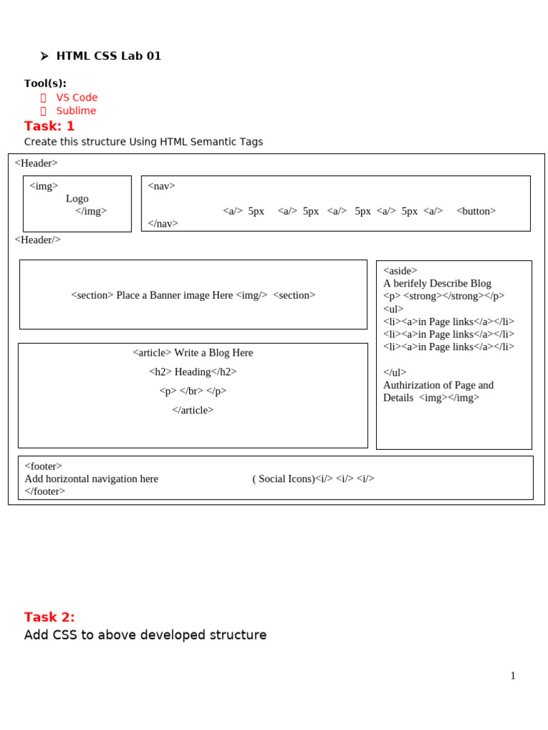 HTML lab 01 | PDF