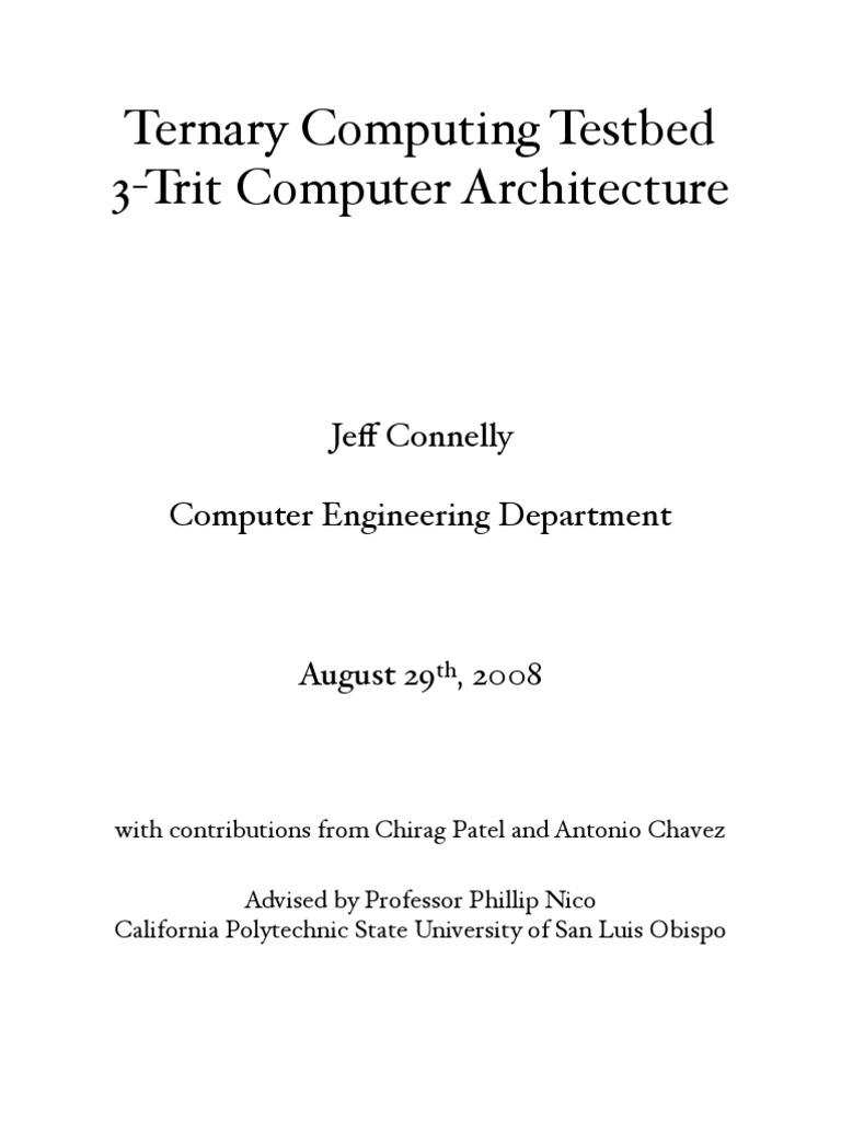 Ternary Computing Testbed: 3-Trit Computer Architecture | PDF ...