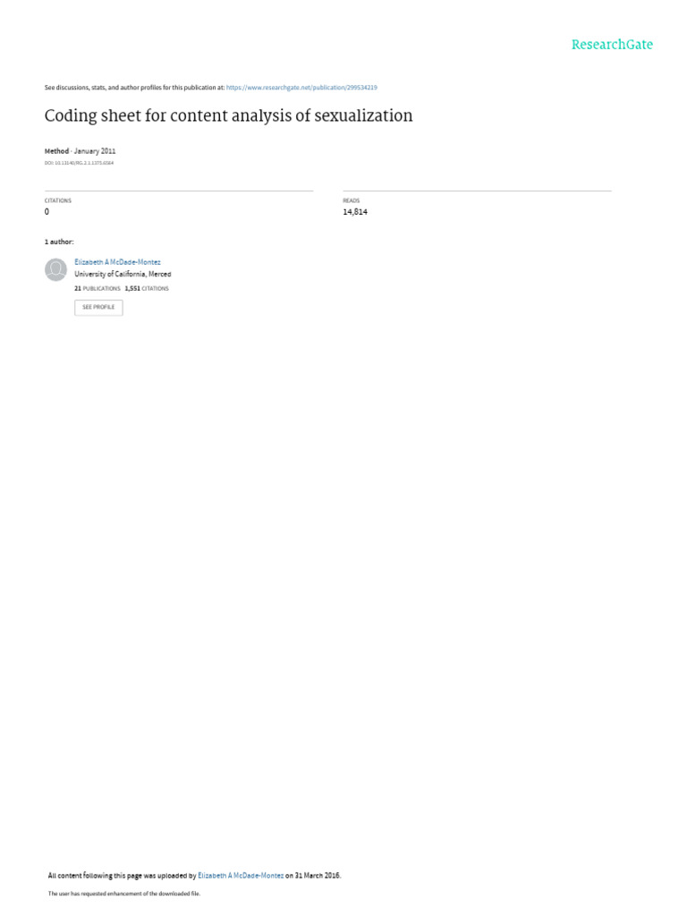 Coding Sheet for Analyzing Sexualization | PDF | Harassment | Sexual ...