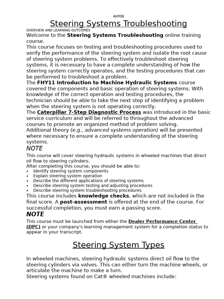 Steering Systems Troubleshooting | PDF | Pump | Valve