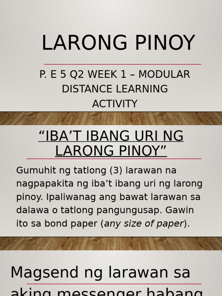 Modular Activity 1 - P.E 5-Larong Pinoy | PDF