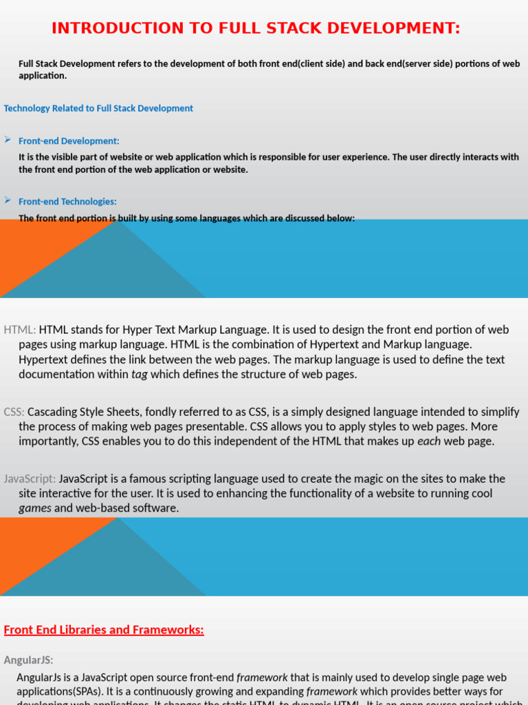 Full Stack Development Overview | PDF | World Wide Web | Internet & Web