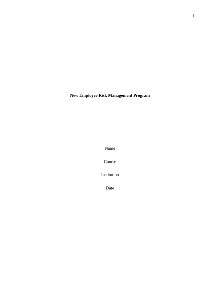 New Employee Risk Management Program | PDF | Joint Commission | Risk