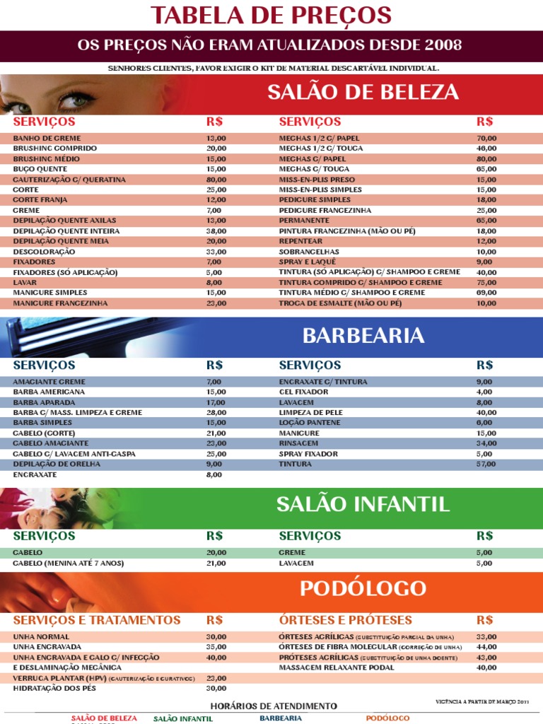 Tabela de Preços Salão de Beleza 2023 | PDF | Gastronomia, comida e ...