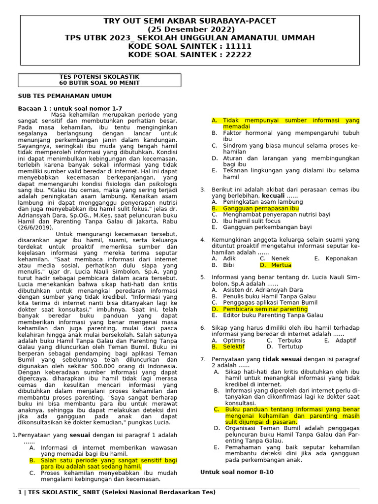 Soal TPS (25 Des 2022) - Rev | PDF