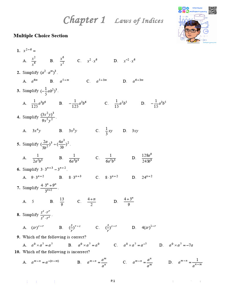 s3ch1lawsofintegralindicesq PDF Decimal Numbers