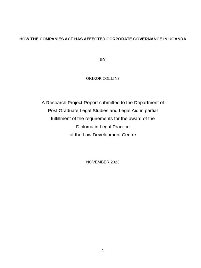 LDC Research Dessertation (Okiror Collins) | PDF | Corporate Governance ...