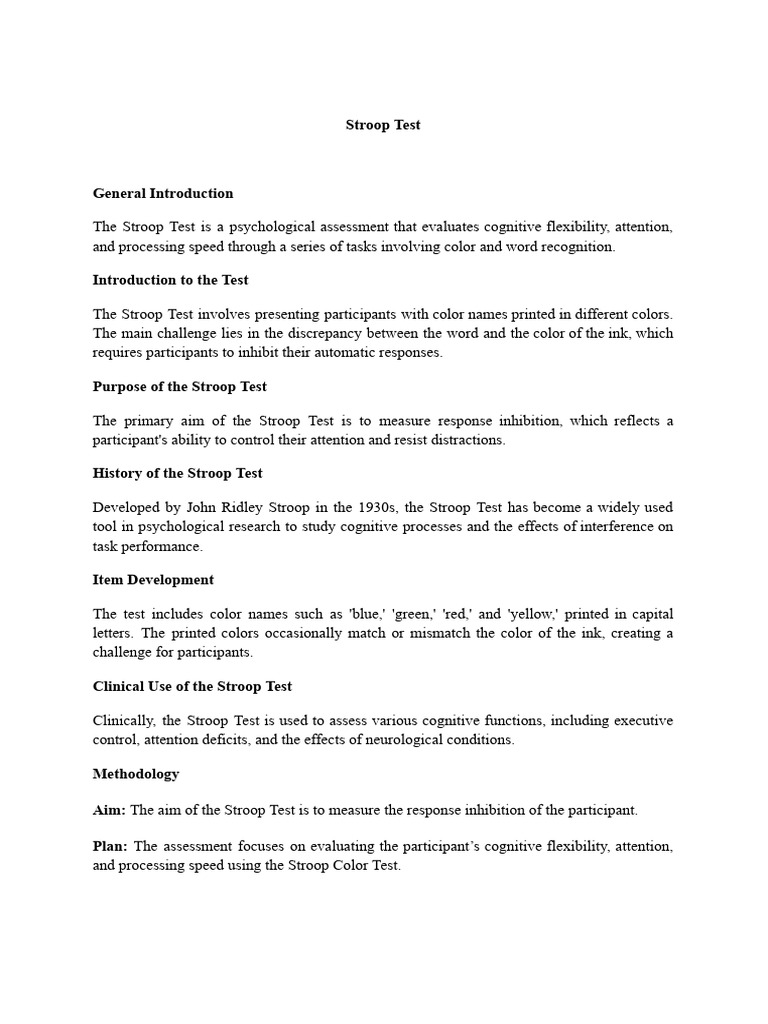 Stroop Report Ann | PDF | Attention | Psychological Concepts