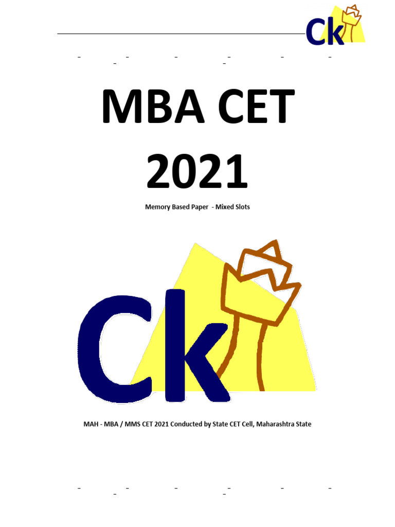 MAH MMS MBA CET 2021 Exam Paper | PDF | Teaching Methods & Materials