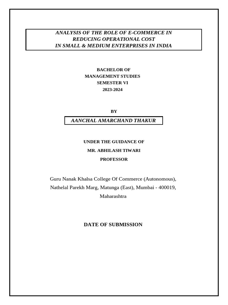E-Commerce Impact on SME Cost Reduction | PDF | E Commerce | Small And ...