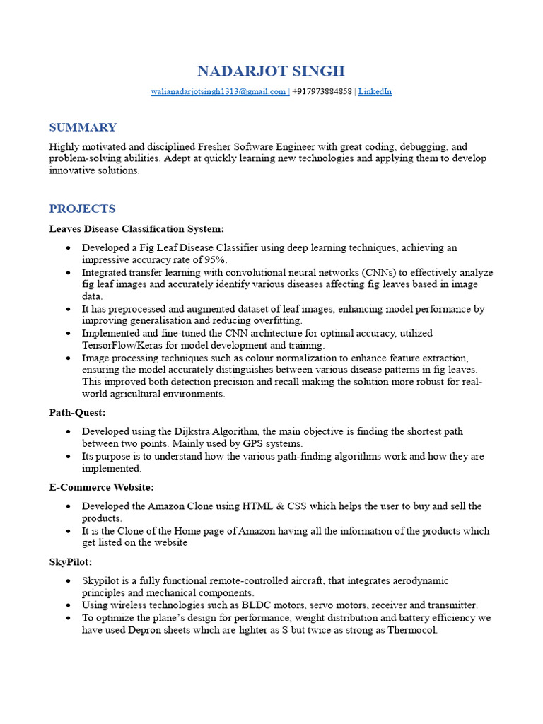 Fresher Software Engineer Portfolio | PDF | Software Engineering ...
