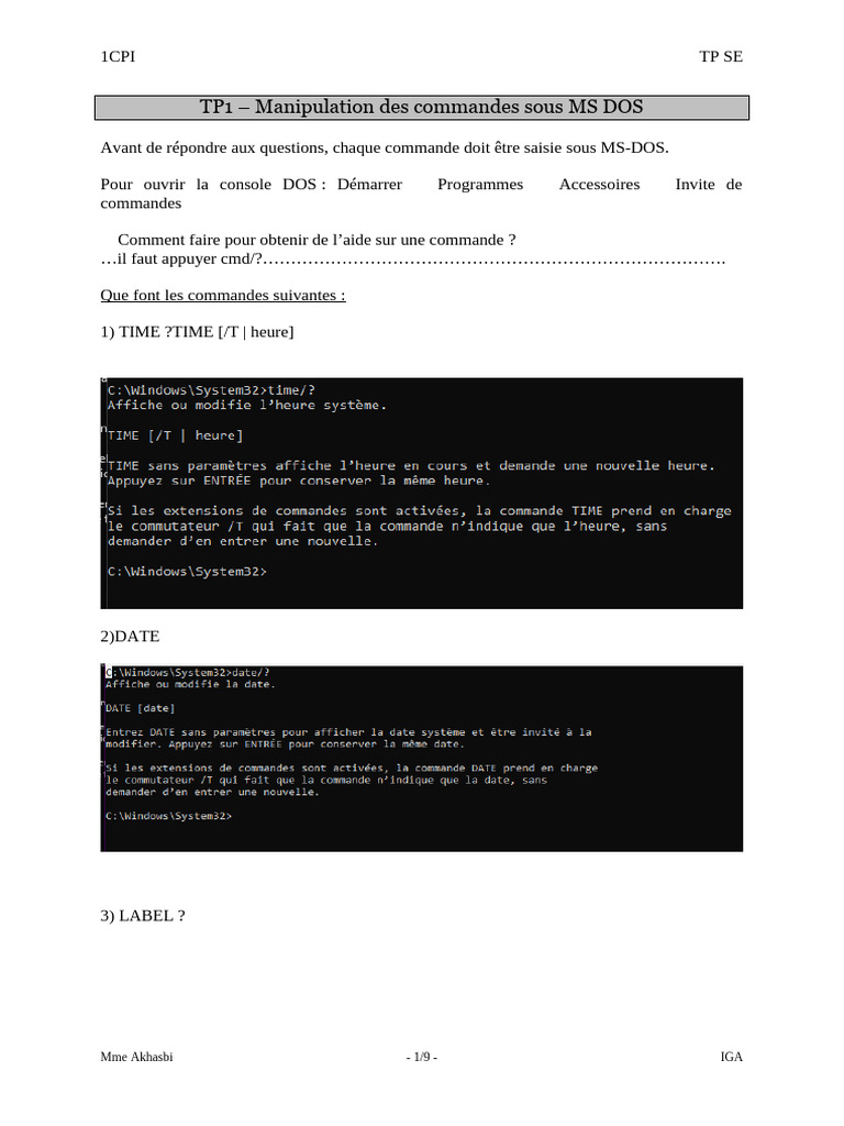 Commandes MS-DOS : Guide Pratique | PDF | Système d'exploitation ...