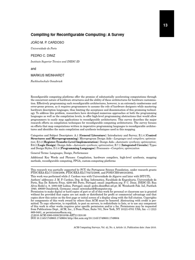 Compiling For Reconfigurable Computing - A Survey | PDF | Field ...