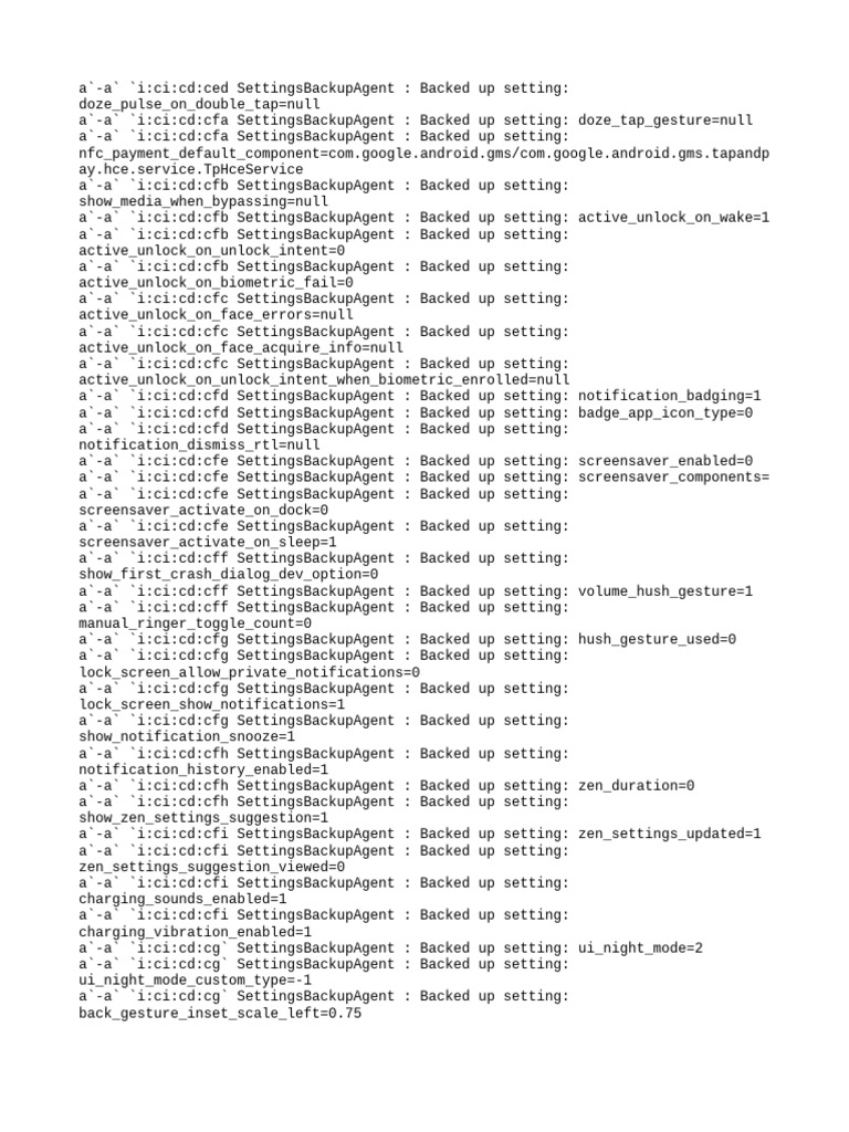 Android Backup Settings Overview | PDF | Computers | Technology ...