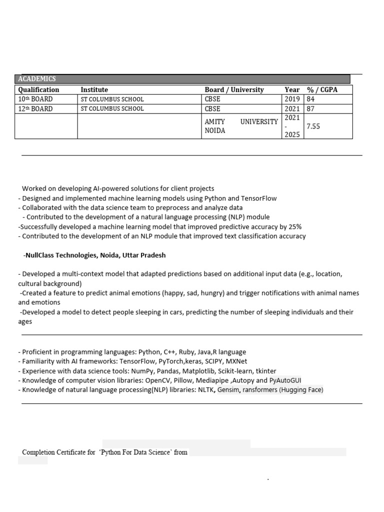 Updated Resume | PDF | Machine Learning | Information Technology