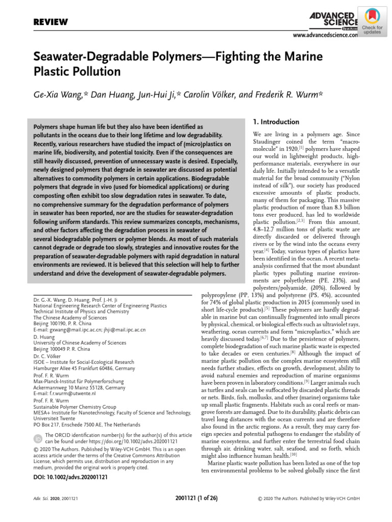 Seawater-Degradable Polymers Review | PDF | Biodegradation | Plastic