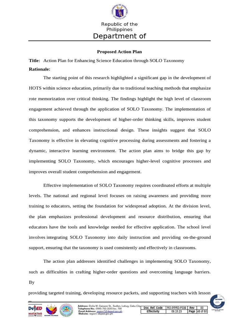 Enhancing Science Education with SOLO Taxonomy | PDF | Reading ...