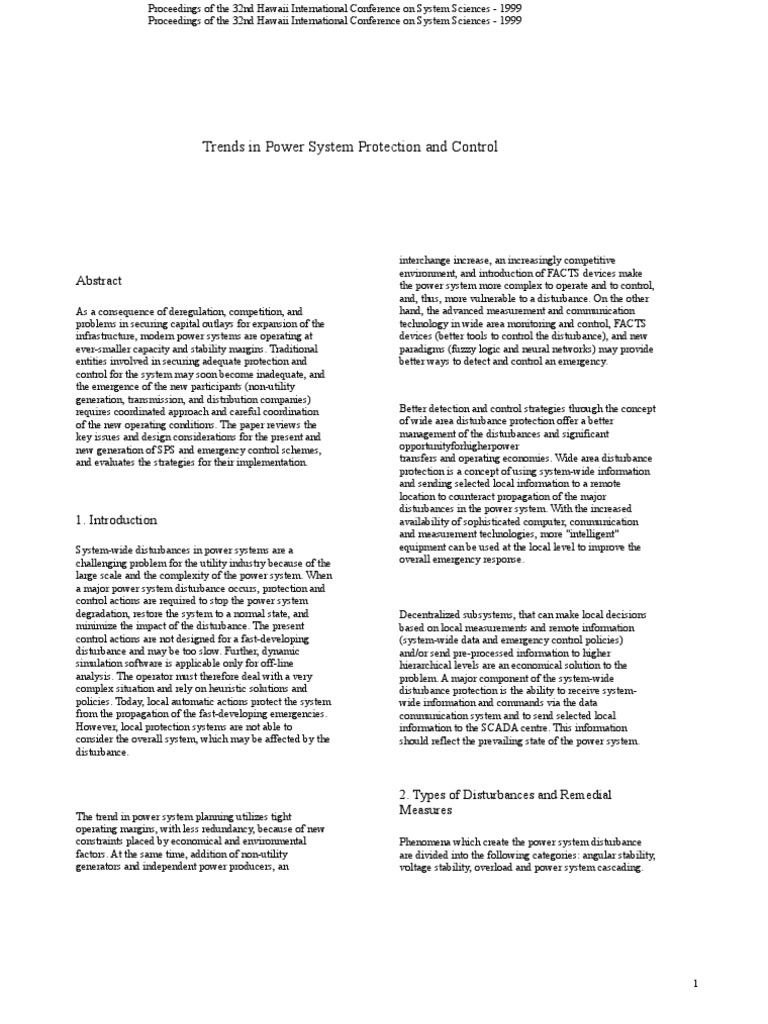 Trends in Power System Protection and Control PDF Electric Power