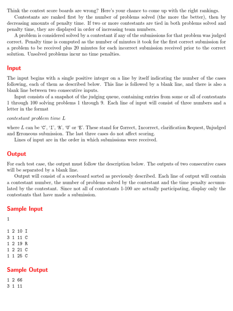 Contest Scoring and Ranking Guide | PDF