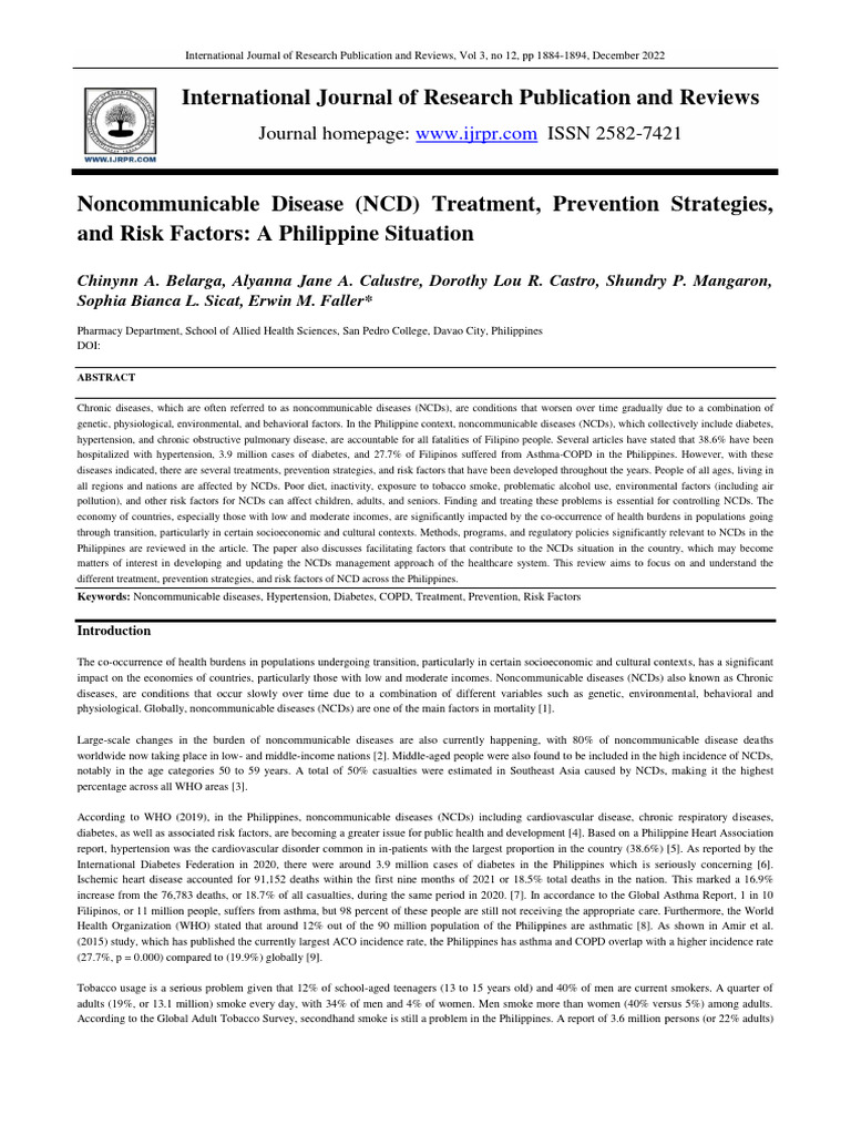 NCD Treatment and Prevention in the Philippines | PDF | Non ...