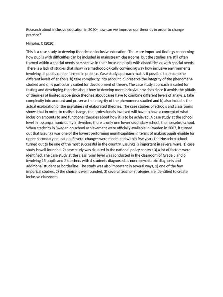 Inclusive Education Case Study Insights | PDF | Inclusion (Education ...