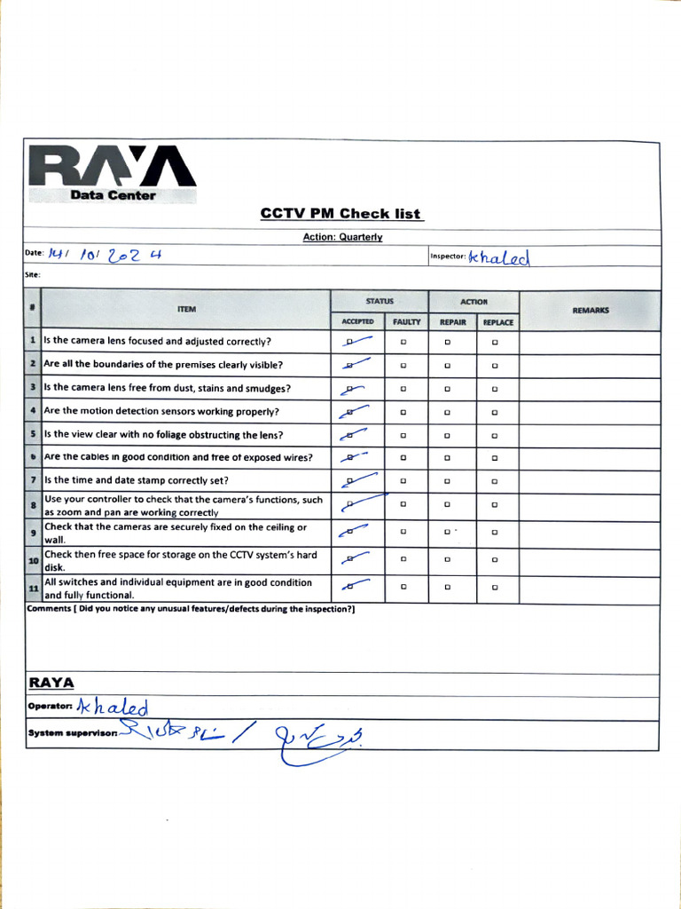 CCTV Maintenance Checklist Guide | PDF