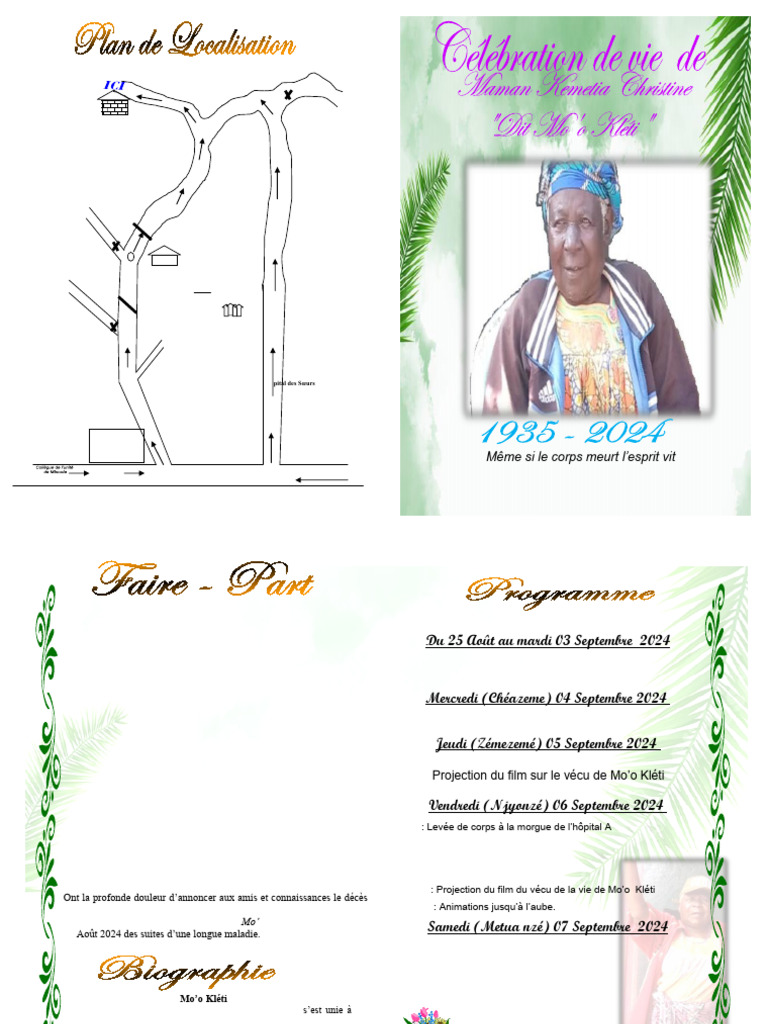 Programme des obsèques de Kemetia Christine | PDF