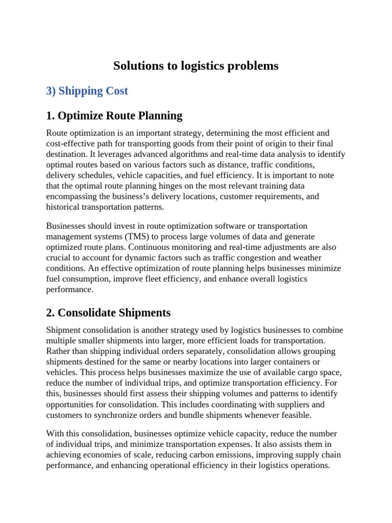 Solutions for Logistics Challenges | PDF | Logistics | Transport